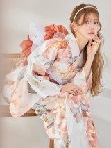 【即日発送】アプリコットピンク牡丹浴衣  【浴衣３点セット 浴衣/帯/下駄】[OF04/HC03]