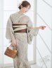 画像2: ヘルシーリーフ柄ベージュ浴衣  【浴衣３点セット 浴衣/帯/下駄】OBI-hira-100-ok-2-BRxBE / HIMO-900-yn-7-MOC / HEKO-800-sb-3-BR / YA-1081-kj-BR / YA-1081-kj-P / GETA-01-kj-5-MOC[YMT] (2)