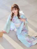 【即日発送】ニュアンスフラワーミント牡丹浴衣  【浴衣３点セット 浴衣/帯/下駄】[OF04/HC03]