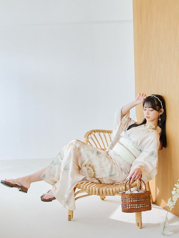 画像11: 【即日発送】クリームイエローピオニー浴衣  【浴衣３点セット 浴衣/帯/下駄】[YMT]