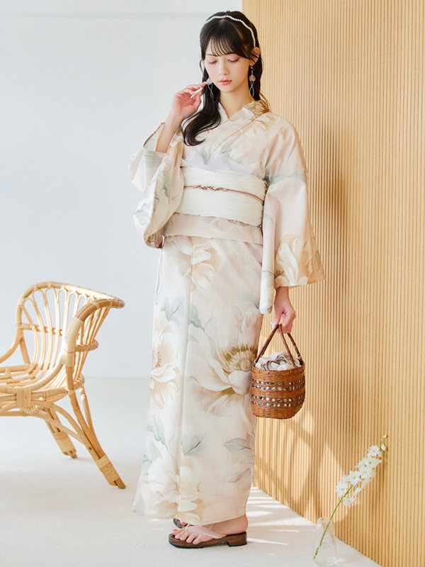 画像14: 【即日発送】クリームイエローピオニー浴衣  【浴衣３点セット 浴衣/帯/下駄】[YMT]