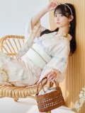 【即日発送】クリームイエローピオニー浴衣 OBI-siwa-200-kj-13-OW / HIMO-900-yn-8-P / HEKO-800-sb-5-WH / YA-1079-kj-6-W /  GETA-01-kj-7-P/  [YMT]