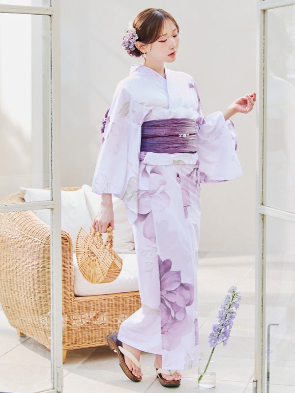 画像5: 【即日発送】アンティークパープルローズ浴衣【浴衣３点セット 浴衣/帯/下駄】[YMT]
