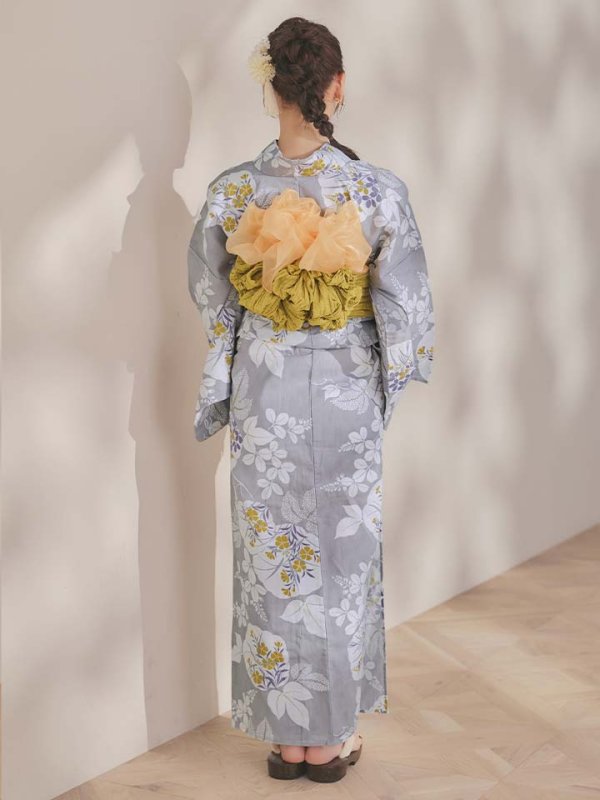 画像22: 【即日発送】グレー×フラワー浴衣  【浴衣３点セット 浴衣/帯/下駄】[OF04]