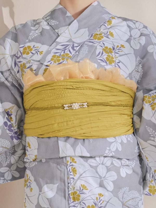 画像23: 【即日発送】グレー×フラワー浴衣  【浴衣３点セット 浴衣/帯/下駄】[OF04]
