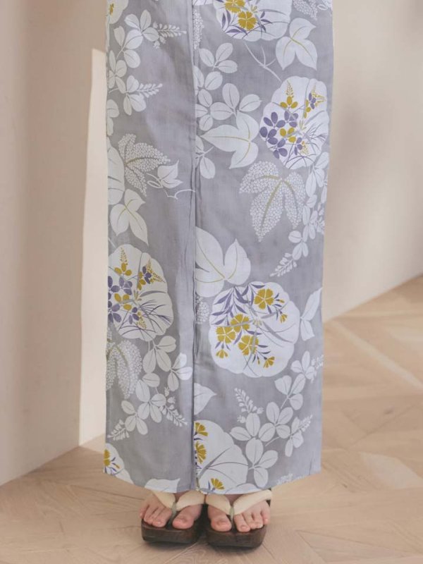 画像24: 【即日発送】グレー×フラワー浴衣  【浴衣３点セット 浴衣/帯/下駄】[OF04]
