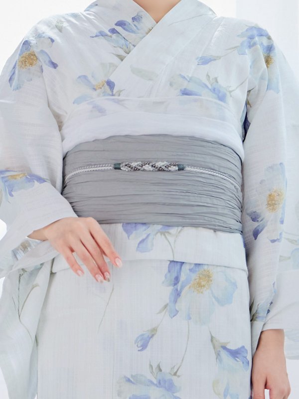 画像18: 【浴衣セール！】【即日発送】 ホワイト×アイシーフラワー浴衣  【浴衣３点セット 浴衣/帯/下駄】 [/YMT]