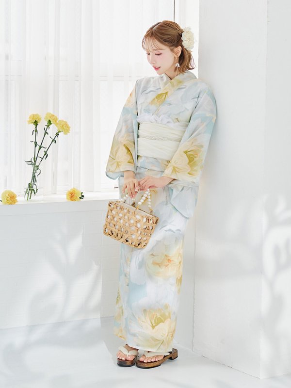 画像33: ニュアンス牡丹ペールトーン浴衣【浴衣３点セット 浴衣/帯/下駄】[YMT]