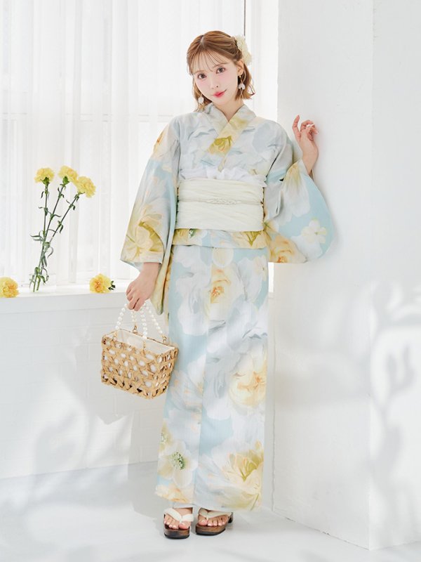 画像35: ニュアンス牡丹ペールトーン浴衣【浴衣３点セット 浴衣/帯/下駄】[YMT]