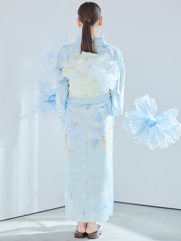 画像18: 【即日発送】ベビーブルー牡丹＆紫陽花浴衣  【浴衣３点セット 浴衣/帯/下駄】[YMT]