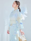 【予約 / 5月中旬発送予定】ベビーブルー牡丹＆紫陽花浴衣 OBI-siwa-200-kj-13-OW / HIMO-906-yn-PEARL / HEKO-800-sb-5-W / YA-1079-kj-7-W / GETA-01-kj-4-MI / [y/YMT]