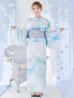 画像4: 大柄アイシーミントフラワー浴衣  【浴衣３点セット 浴衣/帯/下駄】OBI-g-500-kj-8-GY / HIMO-900-yn-5-IV / HEKO-800-sb-10-LBL / YA-1082-kj-W / GETA-01-kj-2-BL/ [YMT]