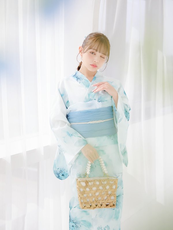 画像18: 【即日発送】ブルーグレイニュアンスフラワー浴衣  【浴衣３点セット 浴衣/帯/下駄】[YMT]