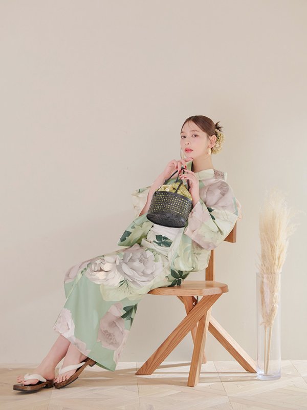 画像10: 【即日発送】アンティークフラワーモダン浴衣  【浴衣３点セット 浴衣/帯/下駄】[YMT]