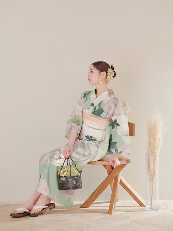 画像11: 【即日発送】アンティークフラワーモダン浴衣  【浴衣３点セット 浴衣/帯/下駄】[YMT]