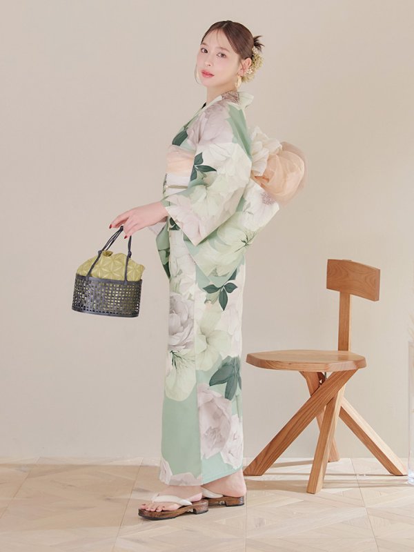 画像14: 【即日発送】アンティークフラワーモダン浴衣  【浴衣３点セット 浴衣/帯/下駄】[YMT]