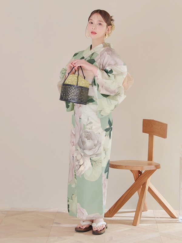 画像15: 【即日発送】アンティークフラワーモダン浴衣  【浴衣３点セット 浴衣/帯/下駄】[YMT]