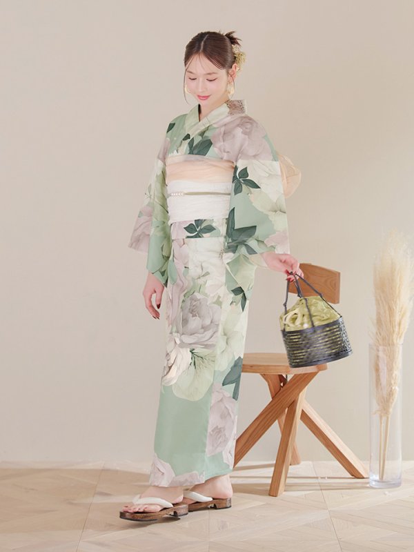 画像16: 【即日発送】アンティークフラワーモダン浴衣  【浴衣３点セット 浴衣/帯/下駄】[YMT]