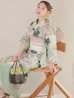 画像1: アンティークフラワーモダン浴衣  【浴衣３点セット 浴衣/帯/下駄】OBI-siwa-200-kj-13-OW / HIMO-901-wk-5-KHA / HEKO-800-sb-11-MOC / YA-1066-kj-IV / YA-1066-kj-B / GETA-01-kj-3-IV / [YMT] (1)