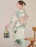 画像2: アンティークフラワーモダン浴衣  【浴衣３点セット 浴衣/帯/下駄】OBI-siwa-200-kj-13-OW / HIMO-901-wk-5-KHA / HEKO-800-sb-11-MOC / YA-1066-kj-IV / YA-1066-kj-B / GETA-01-kj-3-IV / [YMT] (2)