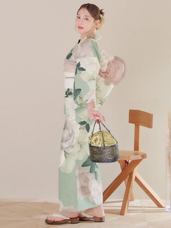 画像3: 【即日発送】アンティークフラワーモダン浴衣  【浴衣３点セット 浴衣/帯/下駄】[YMT]