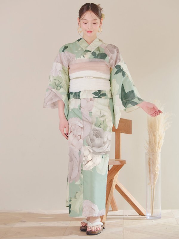 画像4: 【即日発送】アンティークフラワーモダン浴衣  【浴衣３点セット 浴衣/帯/下駄】[YMT]