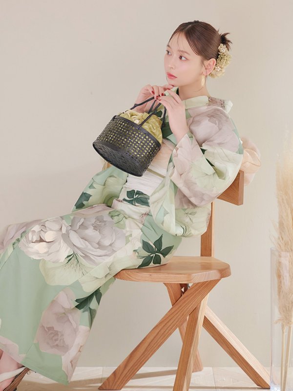 画像6: 【即日発送】アンティークフラワーモダン浴衣  【浴衣３点セット 浴衣/帯/下駄】[YMT]