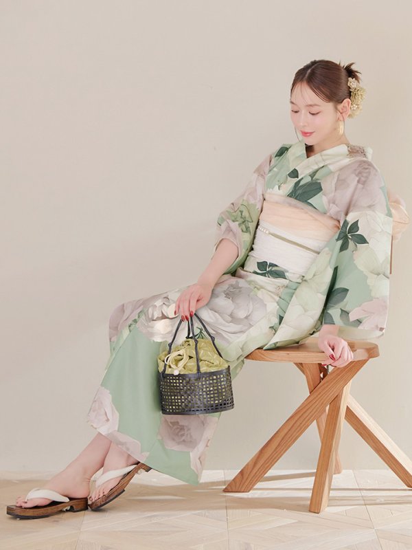 画像7: 【即日発送】アンティークフラワーモダン浴衣  【浴衣３点セット 浴衣/帯/下駄】[YMT]