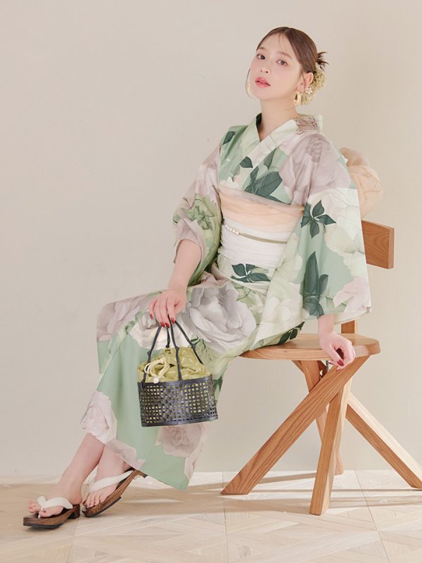 画像8: 【即日発送】アンティークフラワーモダン浴衣  【浴衣３点セット 浴衣/帯/下駄】[YMT]