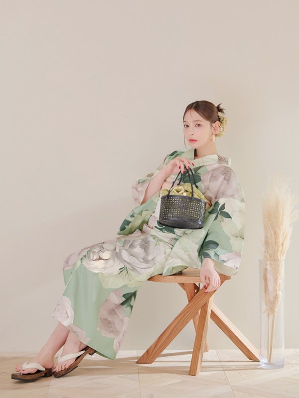 画像9: 【即日発送】アンティークフラワーモダン浴衣  【浴衣３点セット 浴衣/帯/下駄】[YMT]