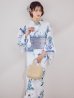 画像2: 瑠璃色ビオラブーケ浴衣  【浴衣３点セット 浴衣/帯/下駄】[YMT] (2)