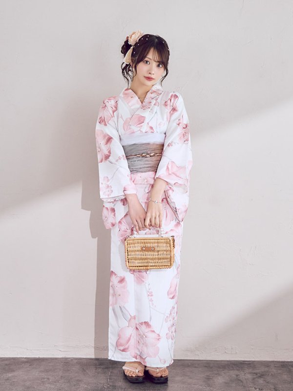 画像16: ニュアンスピンク水彩朝顔浴衣 【浴衣3点セット 浴衣/帯/下駄】[OF04]