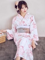 ニュアンスピンク水彩朝顔浴衣 【浴衣3点セット 浴衣/帯/下駄】[YMT]