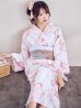 画像1: ニュアンスピンク水彩朝顔浴衣 【浴衣3点セット 浴衣/帯/下駄】[YMT] (1)