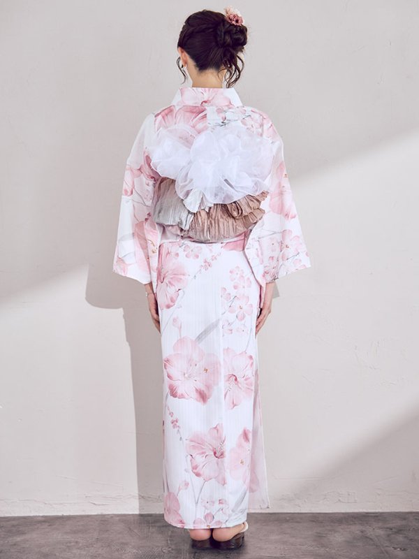 画像20: ニュアンスピンク水彩朝顔浴衣 【浴衣3点セット 浴衣/帯/下駄】[OF04]