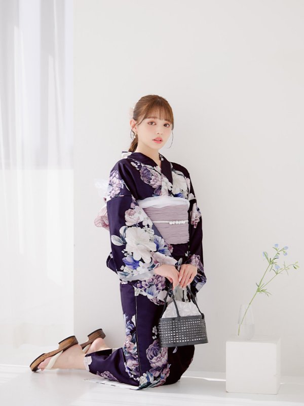 画像10: 【即日発送】クラシカルフラワーブーケ浴衣  【浴衣３点セット 浴衣/帯/下駄】[OF04]