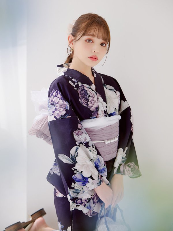 画像5: 【即日発送】クラシカルフラワーブーケ浴衣  【浴衣３点セット 浴衣/帯/下駄】[OF04]