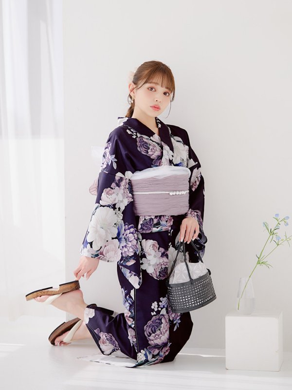 画像8: 【即日発送】クラシカルフラワーブーケ浴衣  【浴衣３点セット 浴衣/帯/下駄】[OF04]