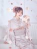画像1: 【即日発送】ベージュフラワー浴衣【浴衣３点セット 浴衣/帯/下駄】[yo/YMT] (1)