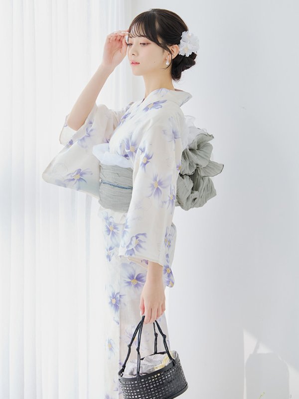 画像10: 【即日発送】紫の花揺蕩う浴衣  【浴衣３点セット 浴衣/帯/下駄】[YMT]