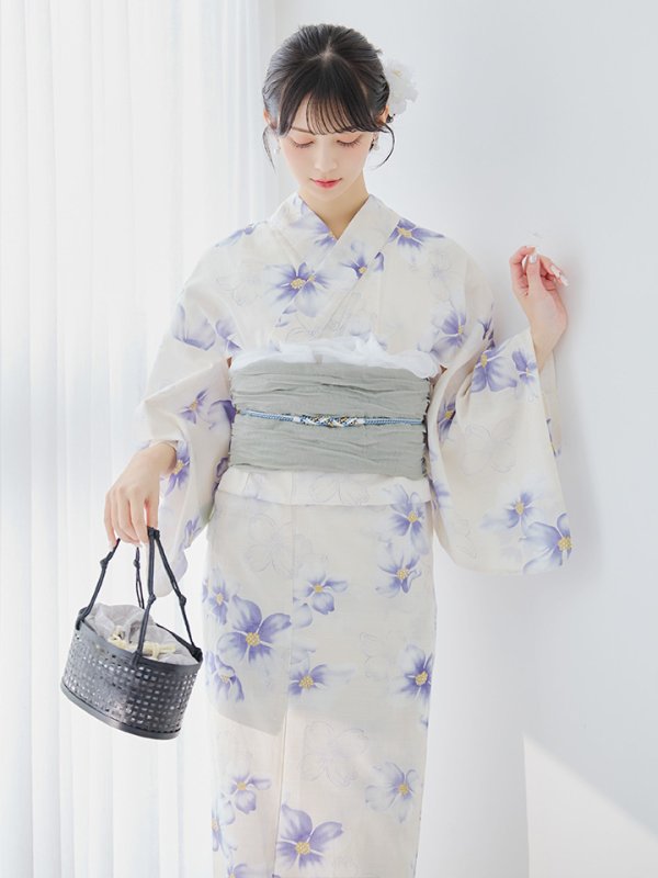 画像11: 【即日発送】紫の花揺蕩う浴衣  【浴衣３点セット 浴衣/帯/下駄】[YMT]