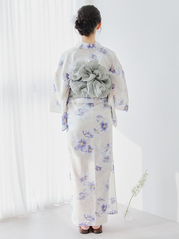 画像14: 【即日発送】紫の花揺蕩う浴衣  【浴衣３点セット 浴衣/帯/下駄】[YMT]