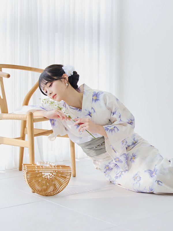 画像7: 【即日発送】紫の花揺蕩う浴衣  【浴衣３点セット 浴衣/帯/下駄】[YMT]