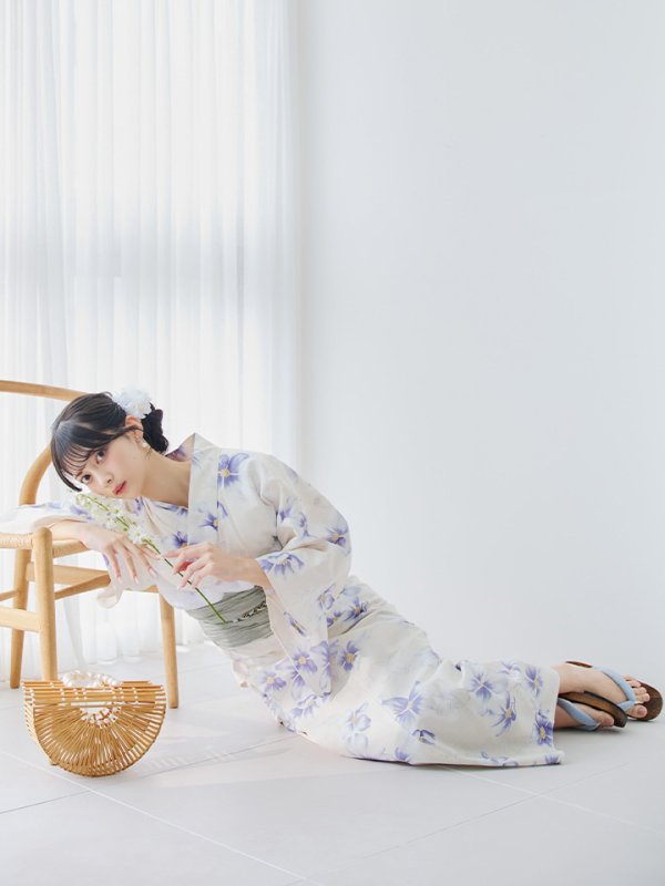 画像8: 【即日発送】紫の花揺蕩う浴衣  【浴衣３点セット 浴衣/帯/下駄】[YMT]