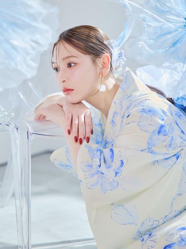 画像20: 【即日発送】グラデーションブルー牡丹和モダン浴衣  【浴衣３点セット 浴衣/帯/下駄】[YMT]