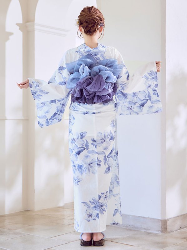 画像17: モダンフラワー大人エレガント浴衣  【浴衣３点セット 浴衣/帯/下駄】[OF04]