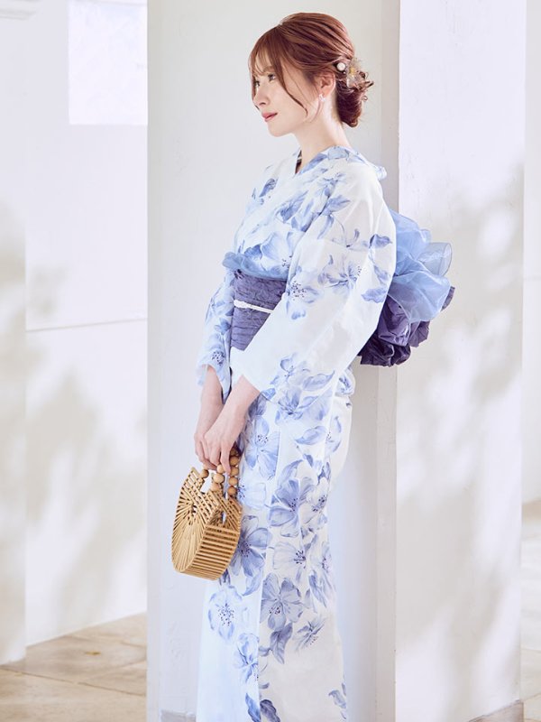 画像11: モダンフラワー大人エレガント浴衣  【浴衣３点セット 浴衣/帯/下駄】[OF04]
