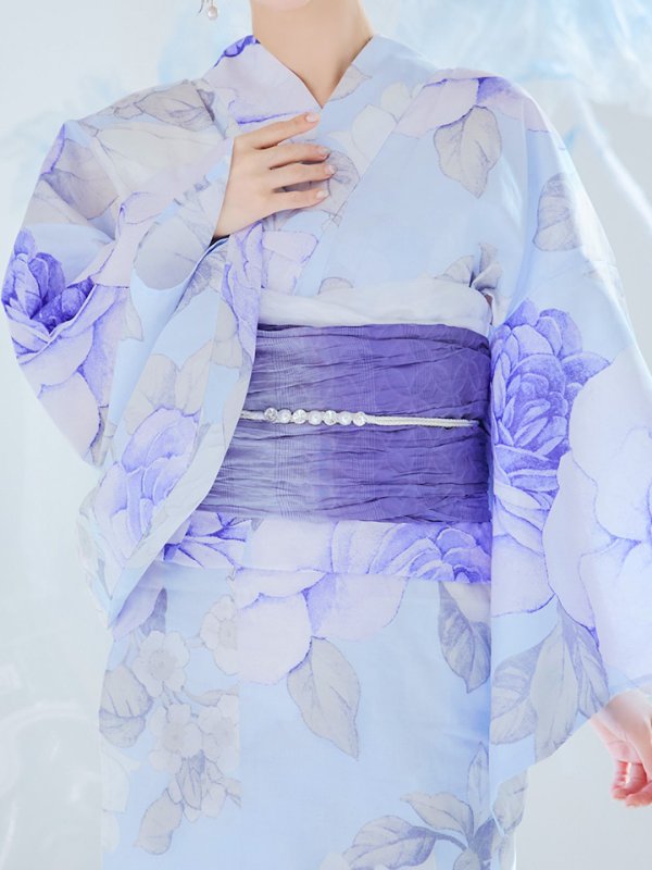 画像18: 【即日発送】アンティークブルーローズ浴衣  【浴衣３点セット 浴衣/帯/下駄】[YMT]