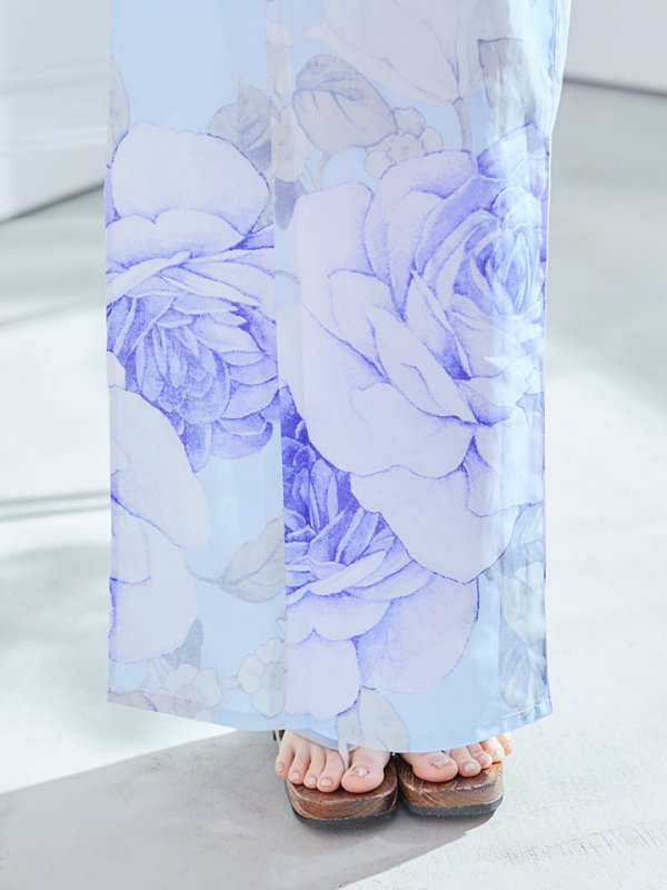 画像19: 【即日発送】アンティークブルーローズ浴衣  【浴衣３点セット 浴衣/帯/下駄】[YMT]