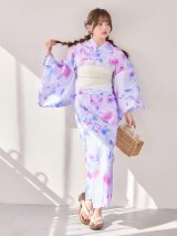 【即日発送】ファンシーレトログラデーション浴衣  【浴衣３点セット 浴衣/帯/下駄】[OF04/HC03]